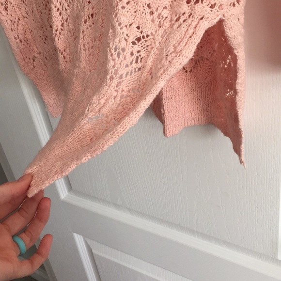 Mudd Light Pink Long Crochet-like Cardigan Small Cotton Blend - Picture 5 of 9